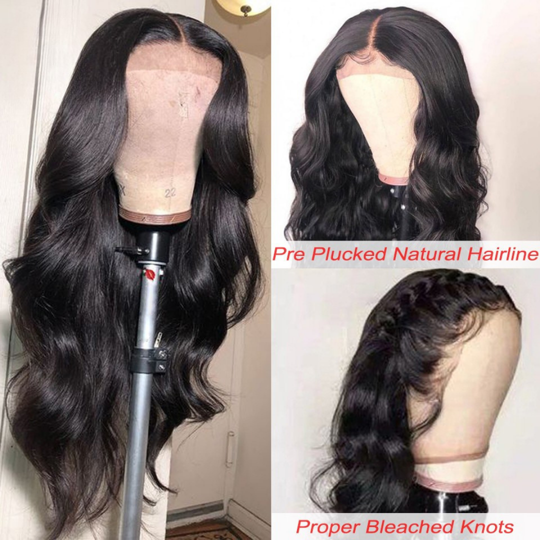 Natural Black Wavy Lace Wigs 100% Real Human Hair Demonstration