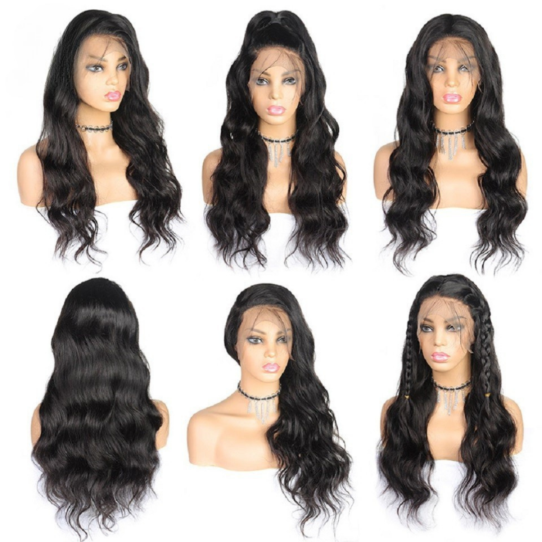 Natural Black Wavy Lace Wigs 100% Real Human Hair Styles
