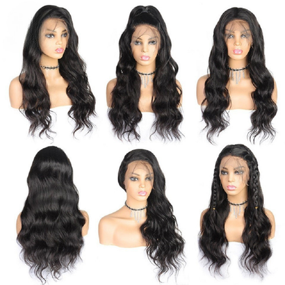 Natural Black Wavy Lace Wigs 100% Real Human Hair Styles