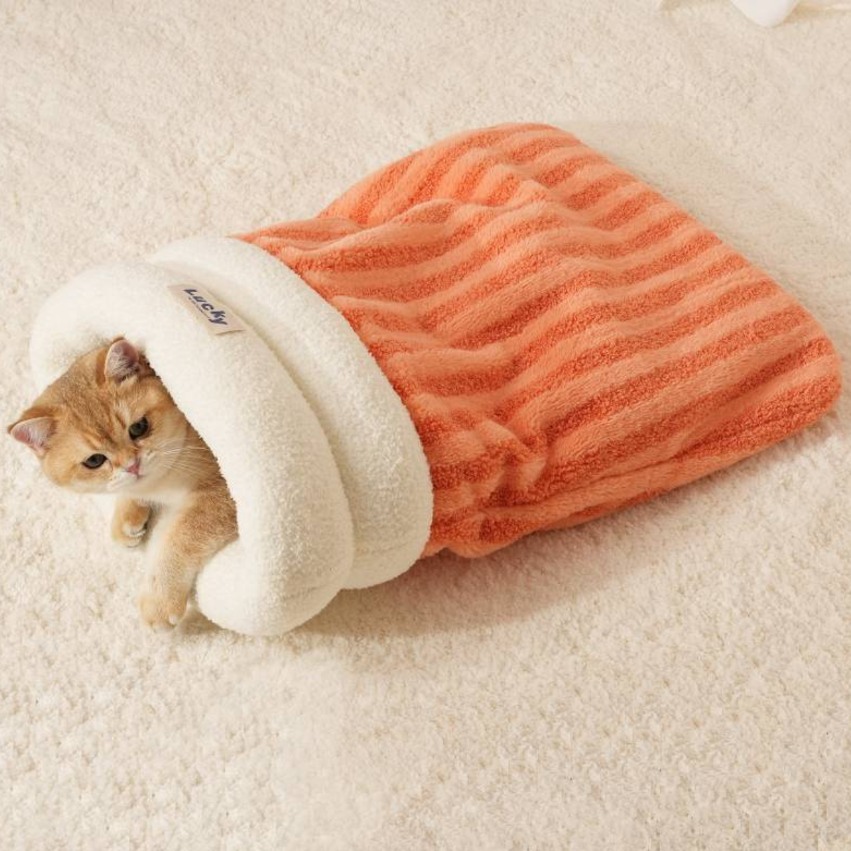 Orange Hideaway Sleeping Bag & Bed for Cats & Dogs