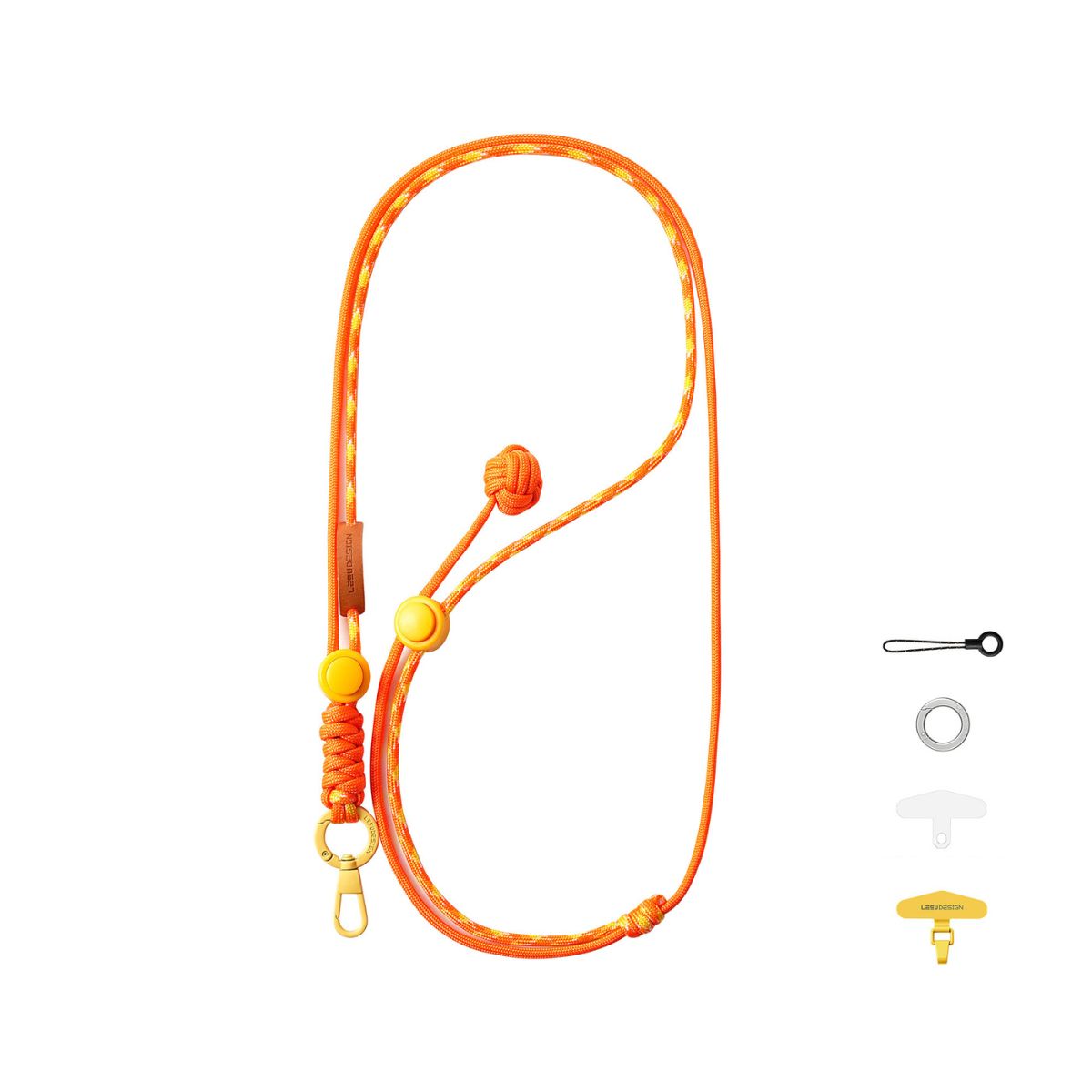 Pastel Adjustable Crossbody Soft Woven Phone Lanyard Orange