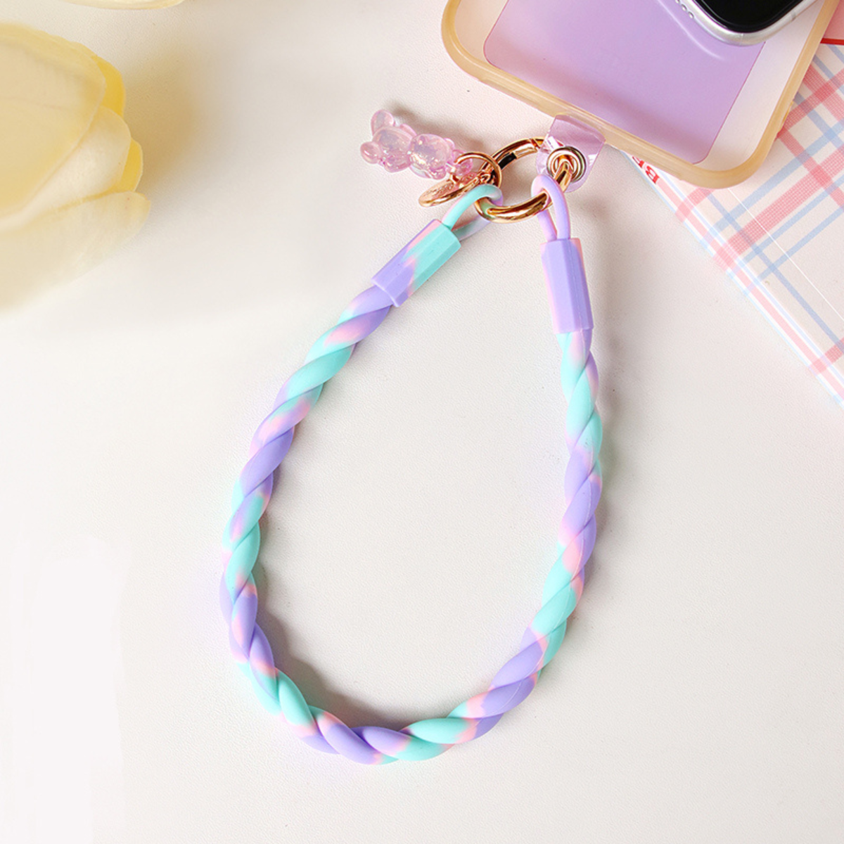 Turquoise Purple Dreamy Pastel Phone Wrist Strap