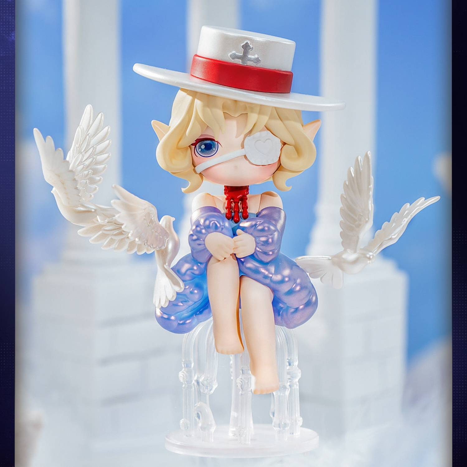 Beautiful and exquisite Peaceful Dove Suri with a hat and wings 