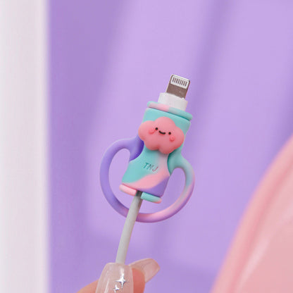 Anti-Break Protector for Cable Ports Cloud pink