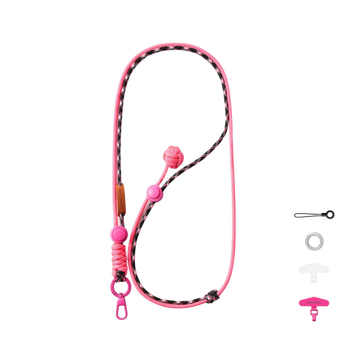 Pastel Adjustable Crossbody Soft Woven Phone Lanyard Pink
