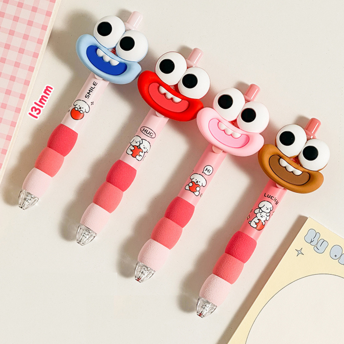 0.5mm Black Pens with Cute Big Mouth Sticker