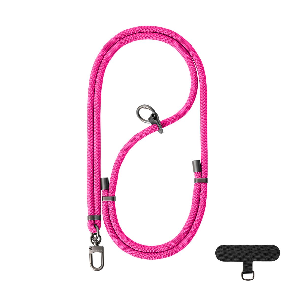Hot Pink Adjustable Anti-Theft Crossbody Woven Phone Lanyard