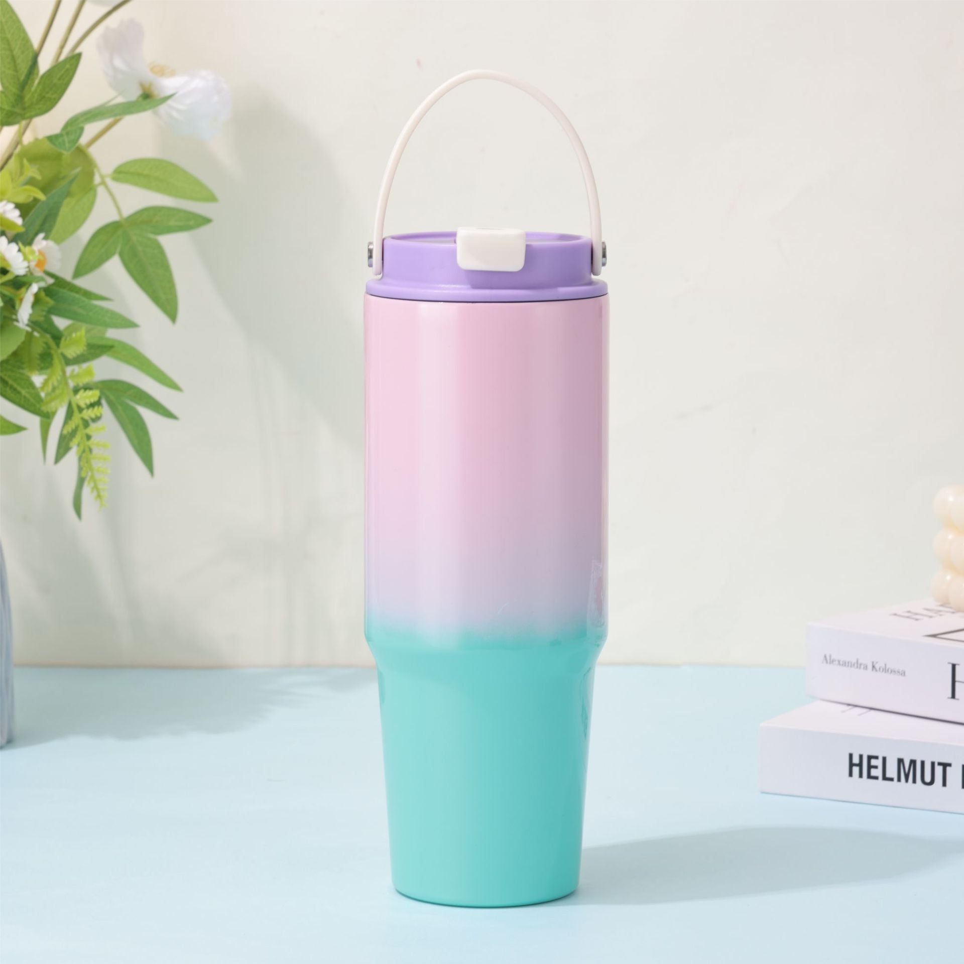 Purple Green Gradient Stainless Steel Car Tumbler 