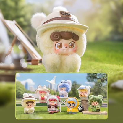 Set of cute fluffy blind toys about Q kid. There are six regular variants and one hidden variant. They have different decorations, clothes and expressions. Their decorative accessiories are detachable. All of them can be used as bag charms.