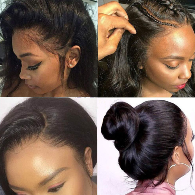 Real Hair Wigs Straight Long can be styled on person