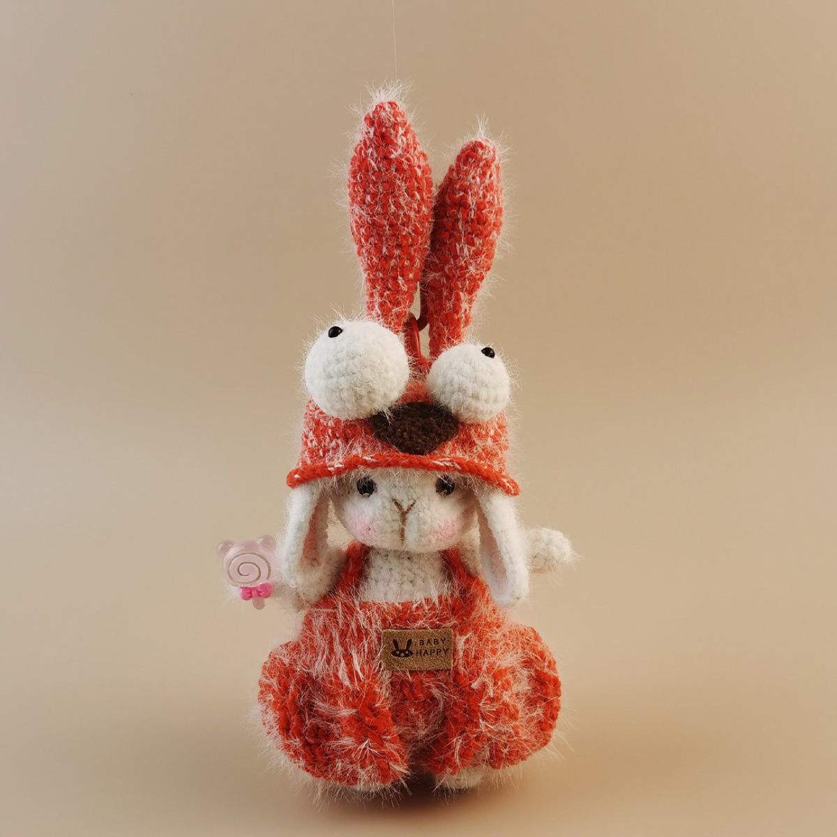 Red Googly-Eyed Bunny Plush Bag Charm