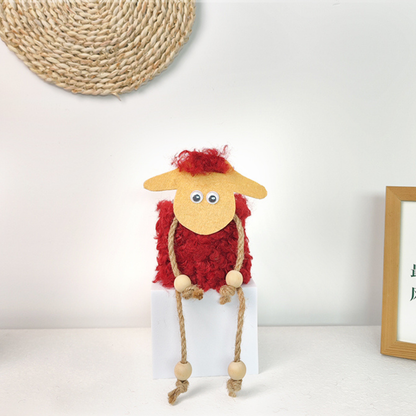 Red Hanging Lamb Pot with Faux Flower