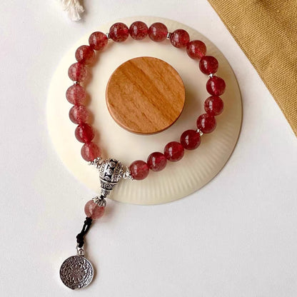Red Quartz & Nine-Palace Amulet (Small Beads)
