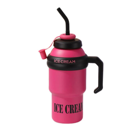Red Stunning Stainless Steel Tumbler with Handle & Straw
