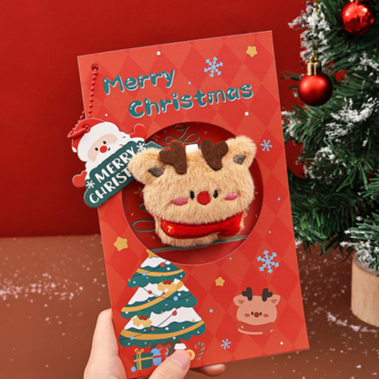 Reindeer Cute Plush Christmas Card