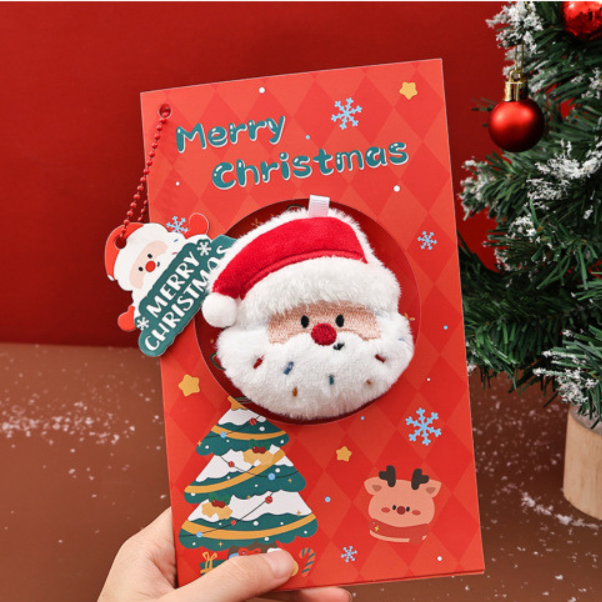 Santa Cute Plush Christmas Card