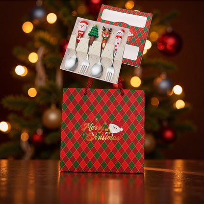 Silver Xmas Cutlery Gift Set of 4