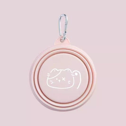 Pink Portable Silicone Collapsible Pet Bowl 350ml