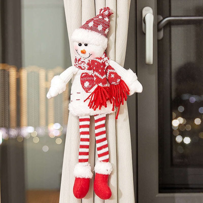 Long Leg Snowman Christmas Curtain Tieback
