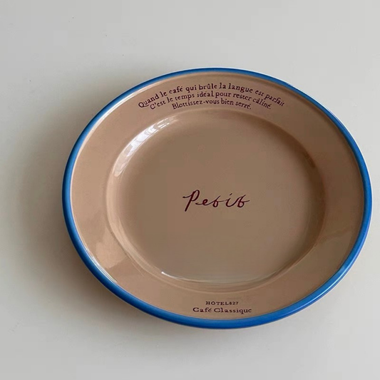 Someone You Love - French Vintage Ceramic 8“ Plate Brown