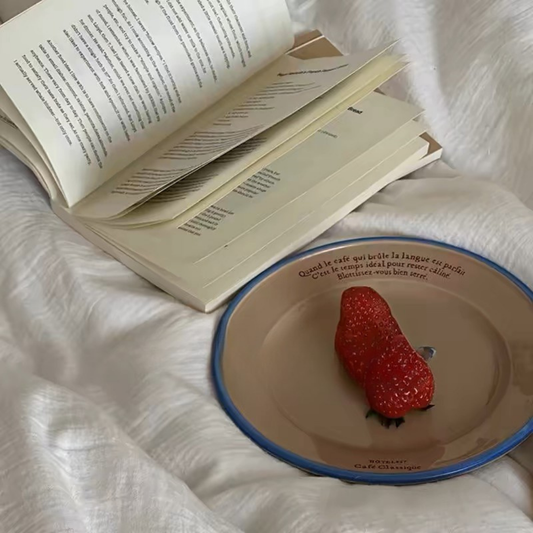 Someone You Love - French Vintage Ceramic 8“ Plate with food