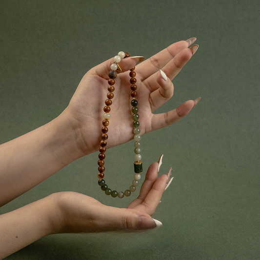 Somever - Hetian Jade and Kukui Double-Loop Bracelet