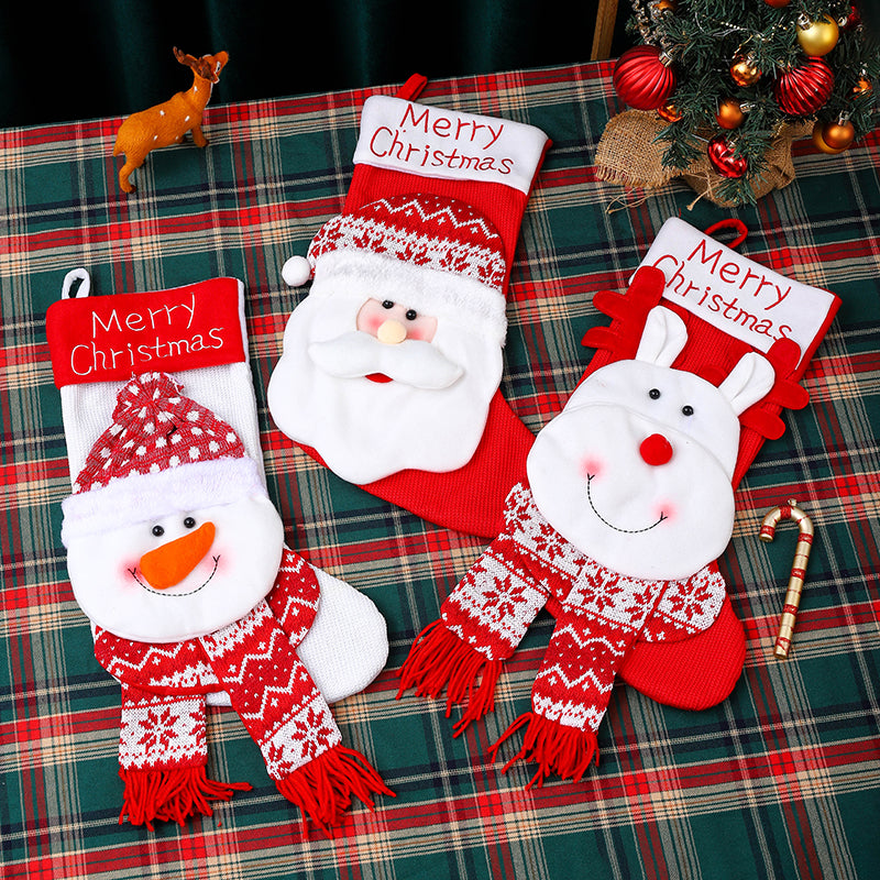 Christmas Stockings Set of 3 Red & White