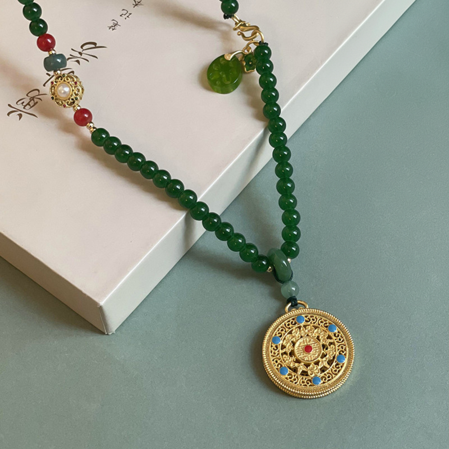 Style 1 Evening encounter - Modern Chinese–Style Beaded Pendant Long Necklace