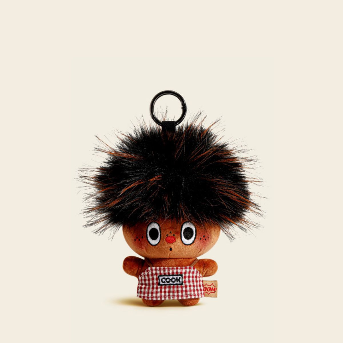 Style 1 Far Away It Is - Dark Brown Quirky Frizzy-Hair Plush Doll Bag Charm
