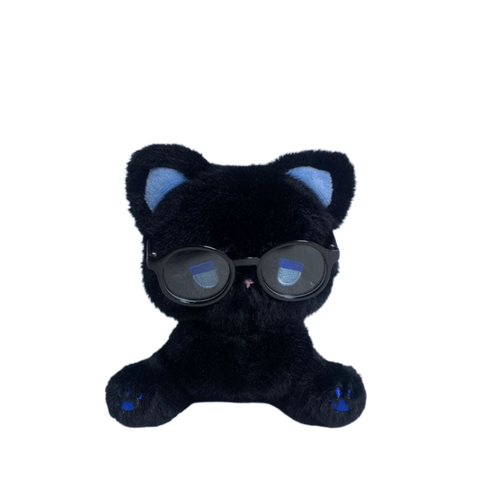Style 1 Fun Toys - Cute Emo Black Cat with Glasses Plush Toy