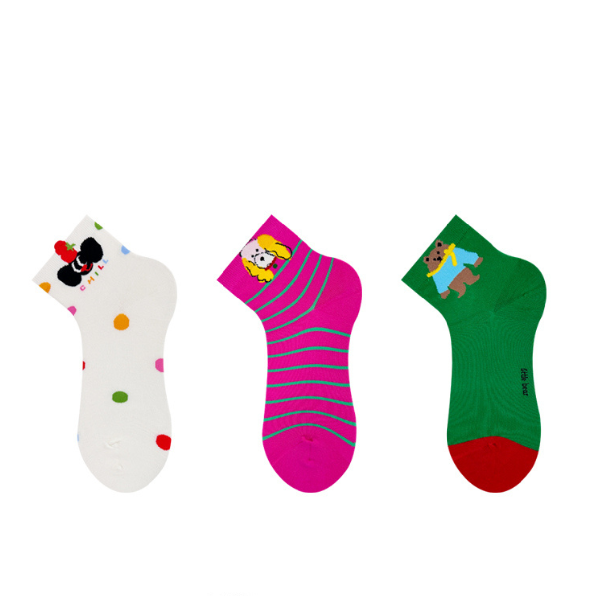Style 1 Lalamao - Colourful Ankle Socks (3 Pairs)