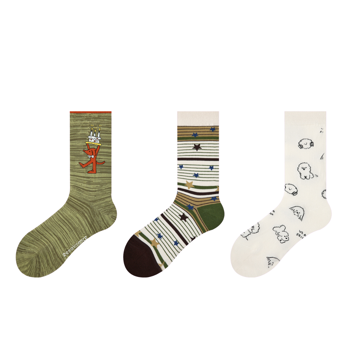 Style 1 Lalamao - Cute Cartoon Crew Socks (3 Pairs)