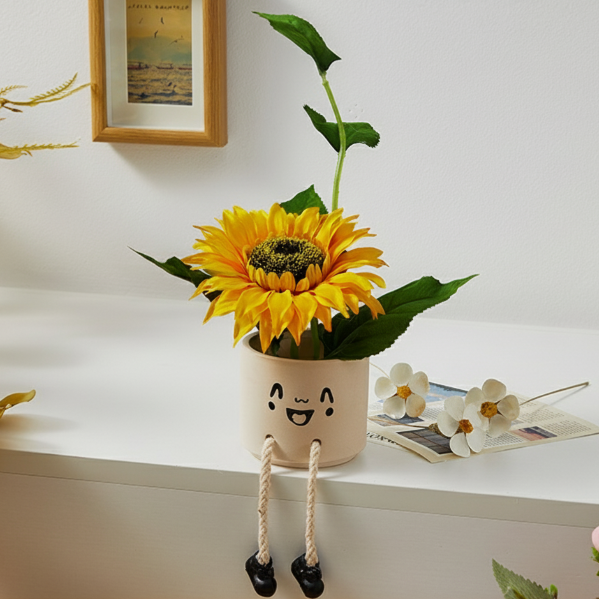 Style 2 - Smiley Face Pot with Faux Flowers