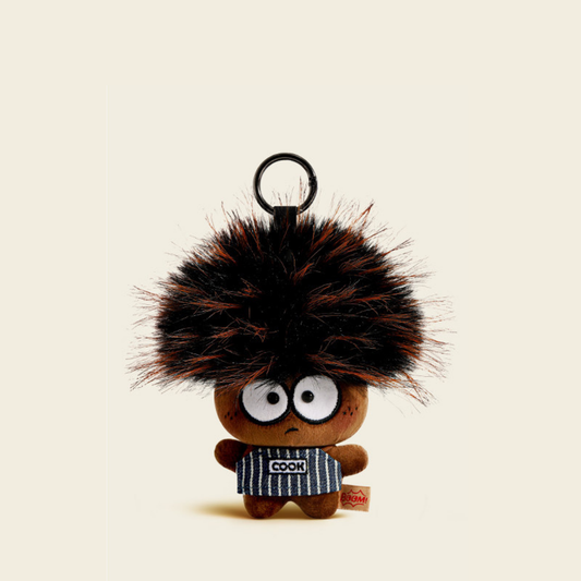 Style 2 Far Away It Is - Dark Brown Quirky Frizzy-Hair Plush Doll Bag Charm
