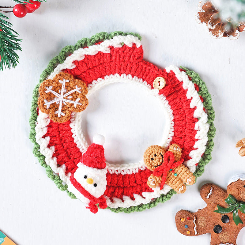Knitted Christmas Snowman Scarf for Cats & Dogs