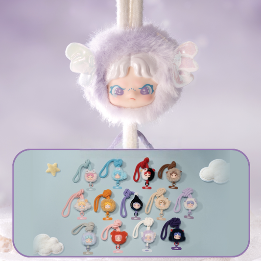 All variants of cute and fluffy DORA Zodiac Plush Phone Strap Blind Box