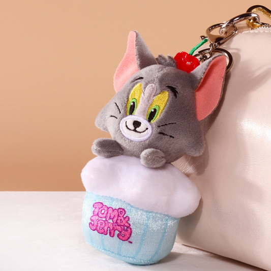 HUGKIS - Tom & Jerry Cupcake Plush Bag Charm Tom