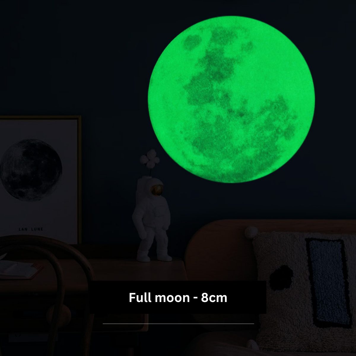 The Seven Hues - Luminous Glow-In-The-Dark Moon Wall Stickers 8cm