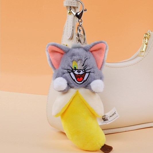 HUGKIS - Tom & Jerry Donut Plush Bag Charm Tom