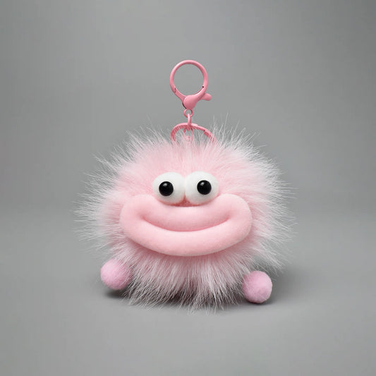 Ugly-Cute Big-Mouthed Soot Ball Plush Charm Baby Pink