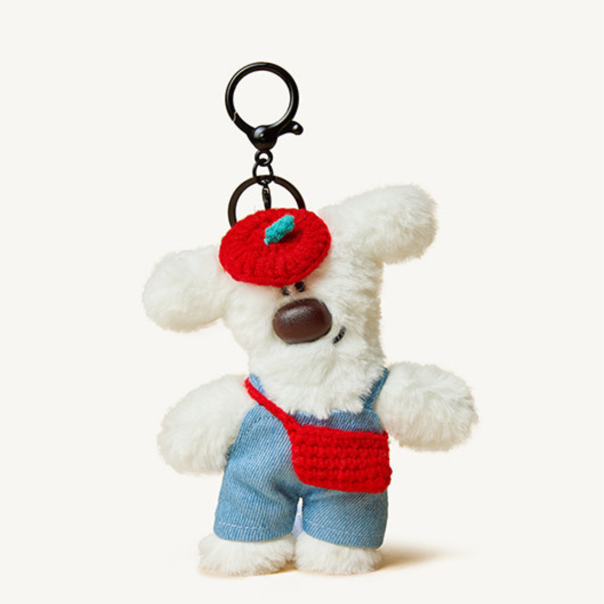 White SUNDAYCAT - Original Tilted-Head Puppy Plush Bag Charm