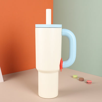White Stainless Steel Straw Tumblers 40oz