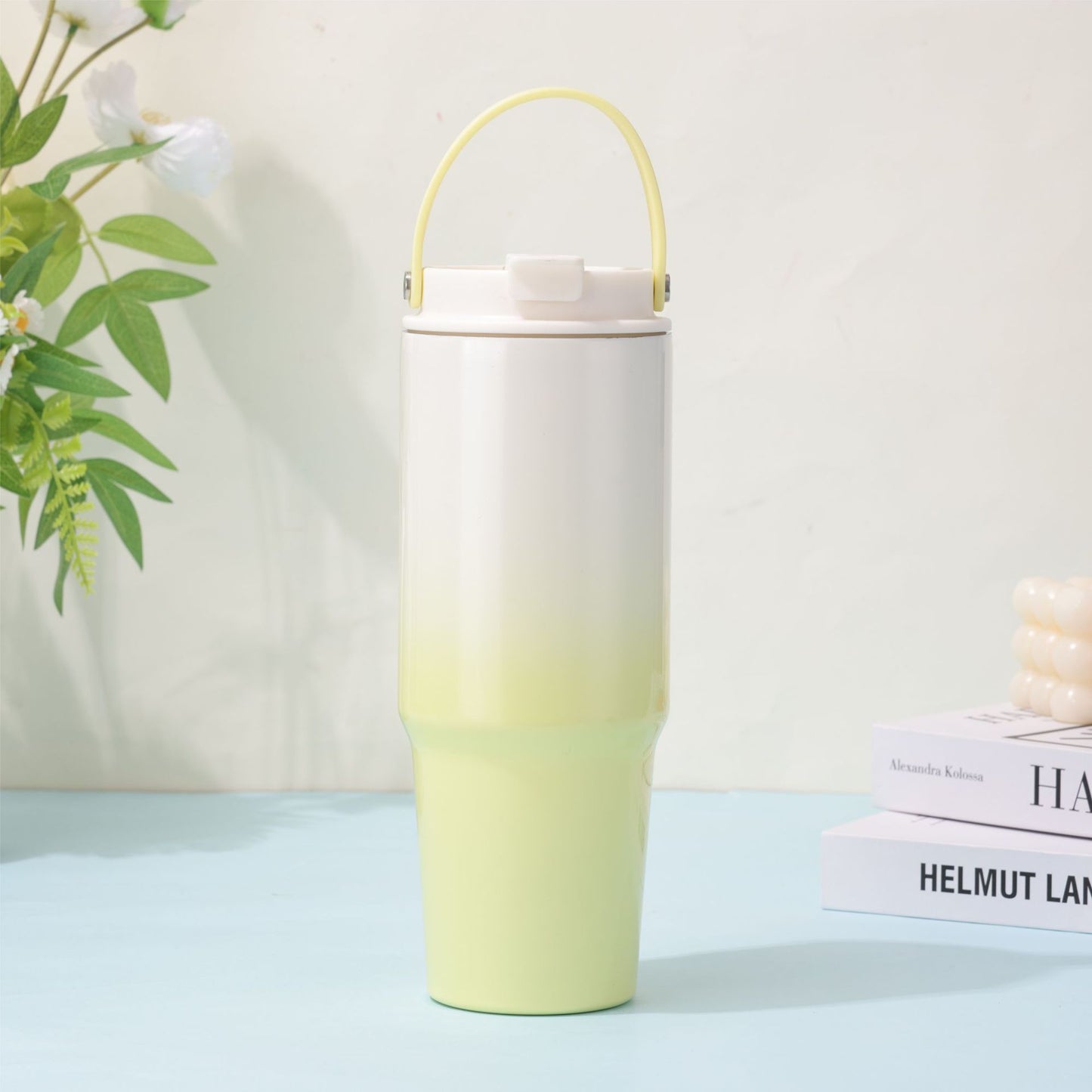 White yellow Gradient Stainless Steel Car Tumbler 