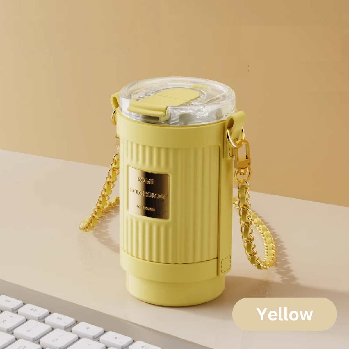 Yellow 316 Stainless Steel Coffee Cup 500ml