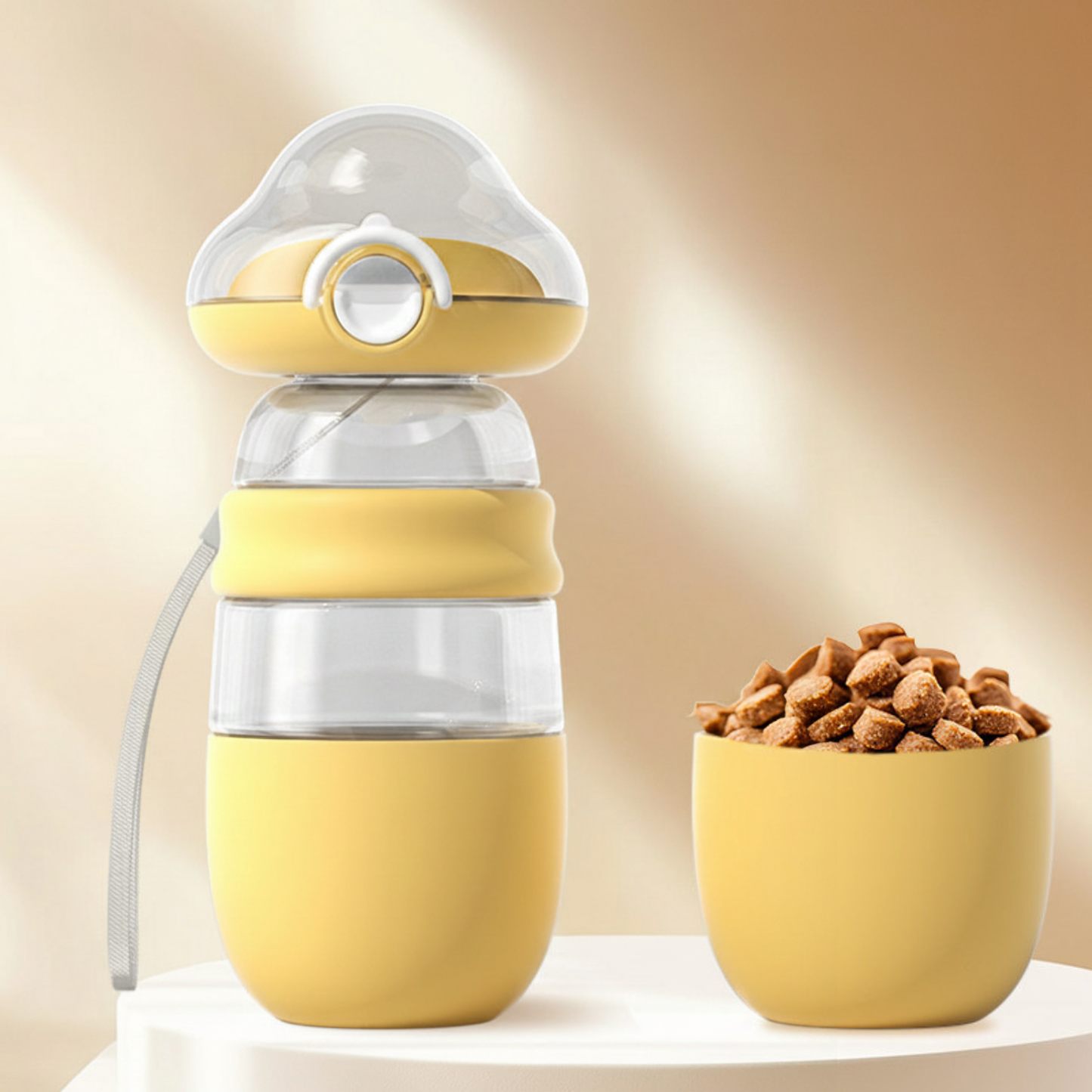 Randolph - Portable Water & Food 2-in-1 Travel Cup for Dogs Yellow