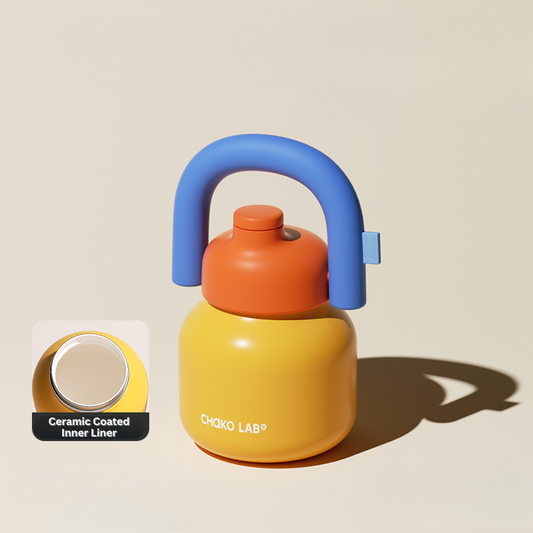 Yellow Ceramic Coated Inner Insulated Straw Tumbler
