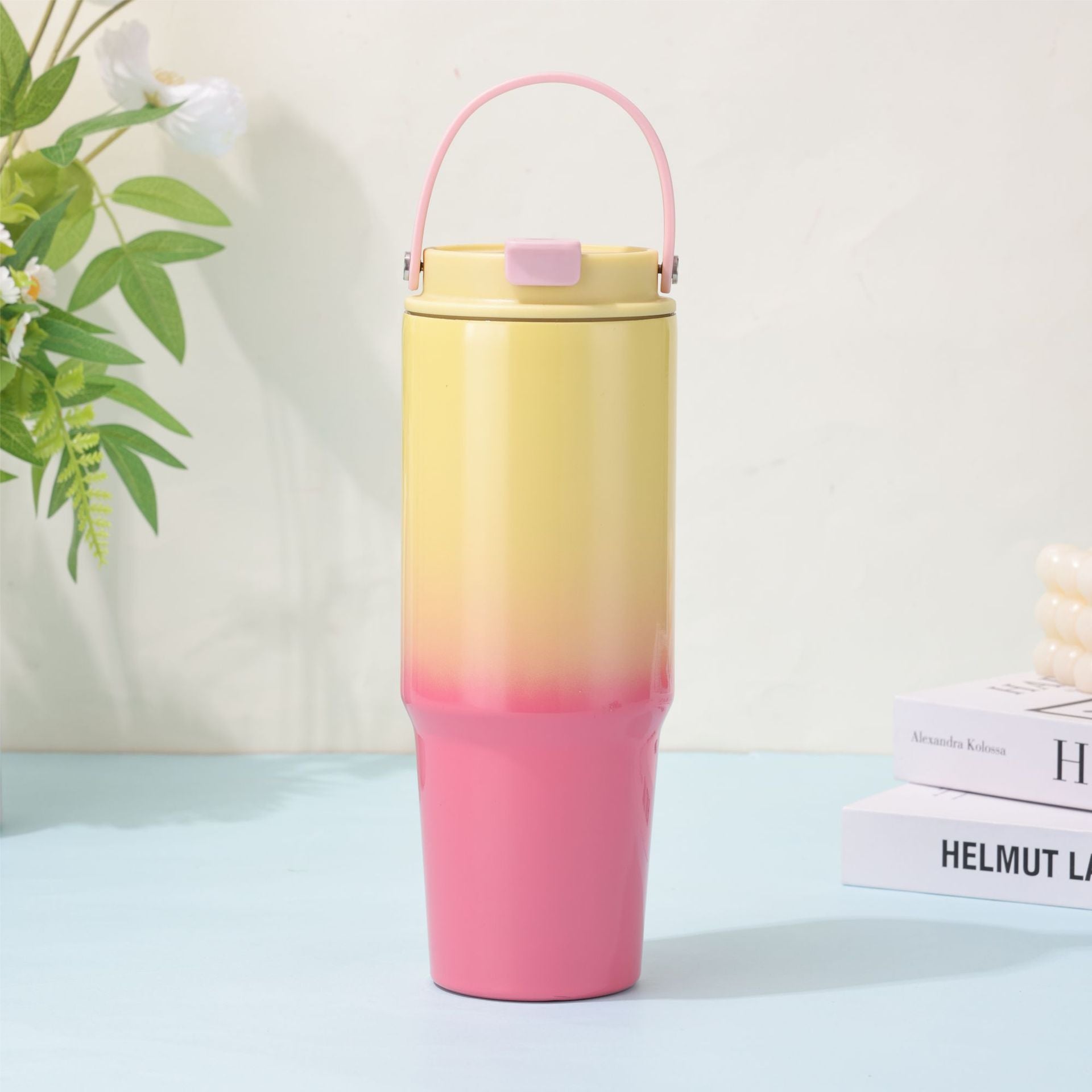 Yellow Pink Gradient Stainless Steel Car Tumbler 