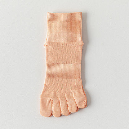 Zhuji_Tianchuan_Socks_Women_Breathable_Pure_Cotton_Finger_Socks_Apricot