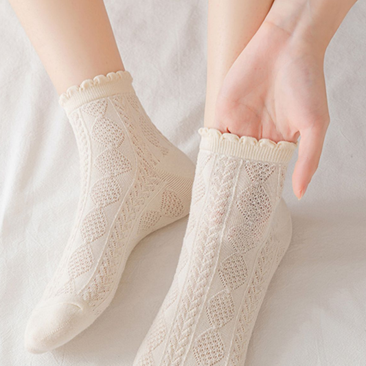 Zhuji_Tianchuan_Socks _Women_Floral_Edge_Cotton_Ankle_Socks2