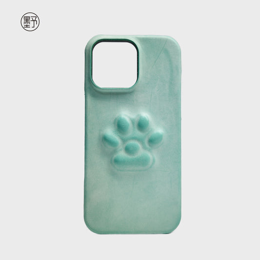 moreleather - Mint Green Cute Paw Leather iPhone Case